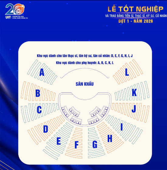 Sơ đồ chỗ ngồi lễ tốt nghiệp UIT năm 2026